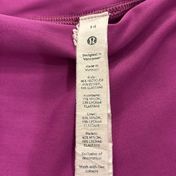Lululemon Athletica Womens Pace Rival Magenta Pink Skirt Size 14 - Picture 6 of 6